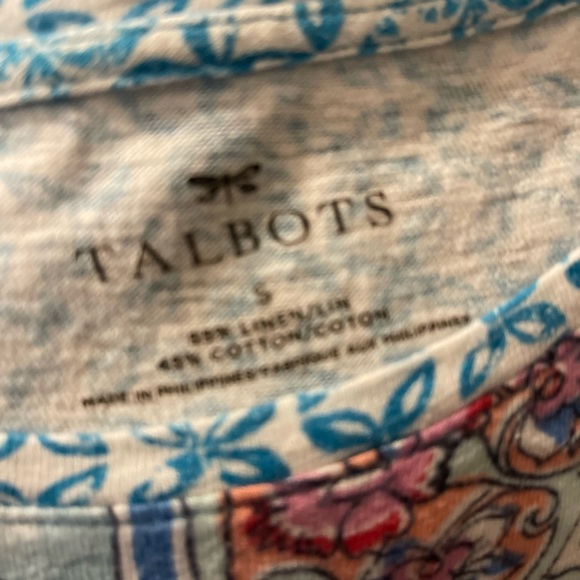 Size Small Blue Floral T-Shirt by TALBOTS - Picture 5 of 5
